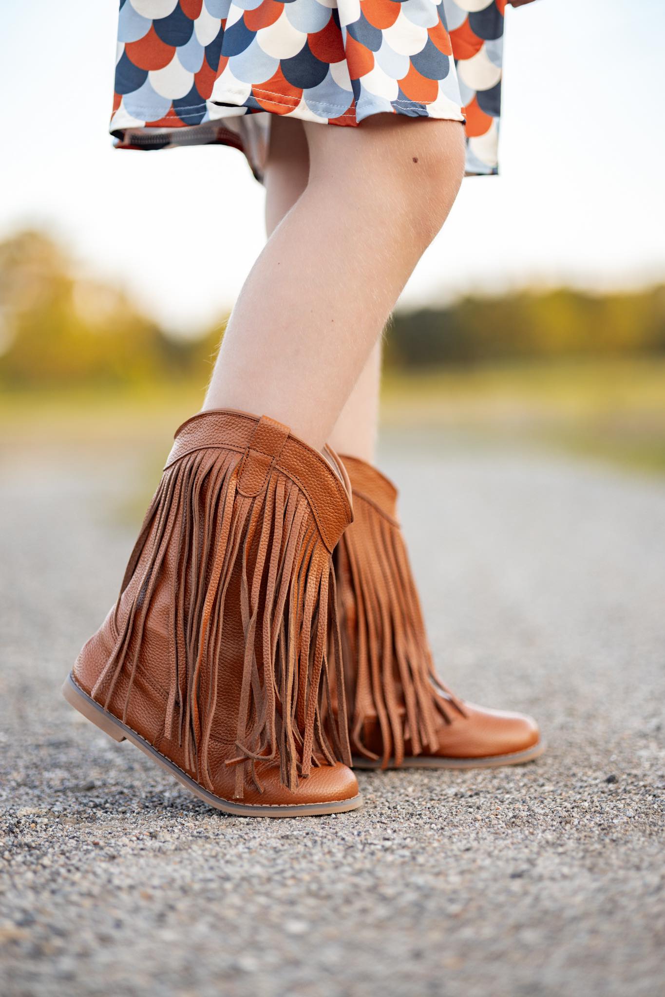 [Camel] Fringe Cowboy Boots