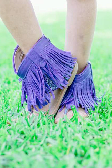 [Purple] Fringe Sandals