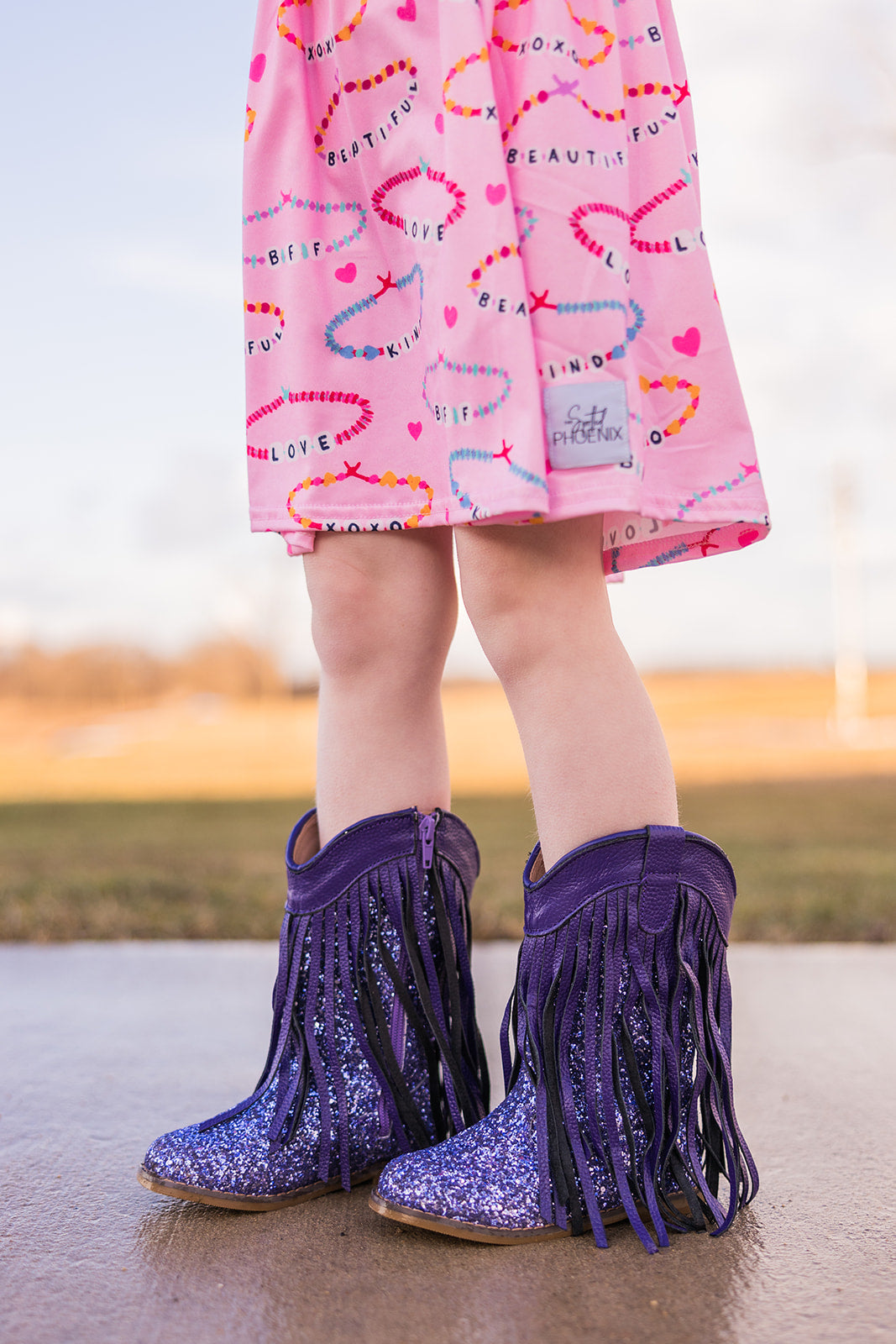 [Purple Glitter] Fringe Cowboy Boots