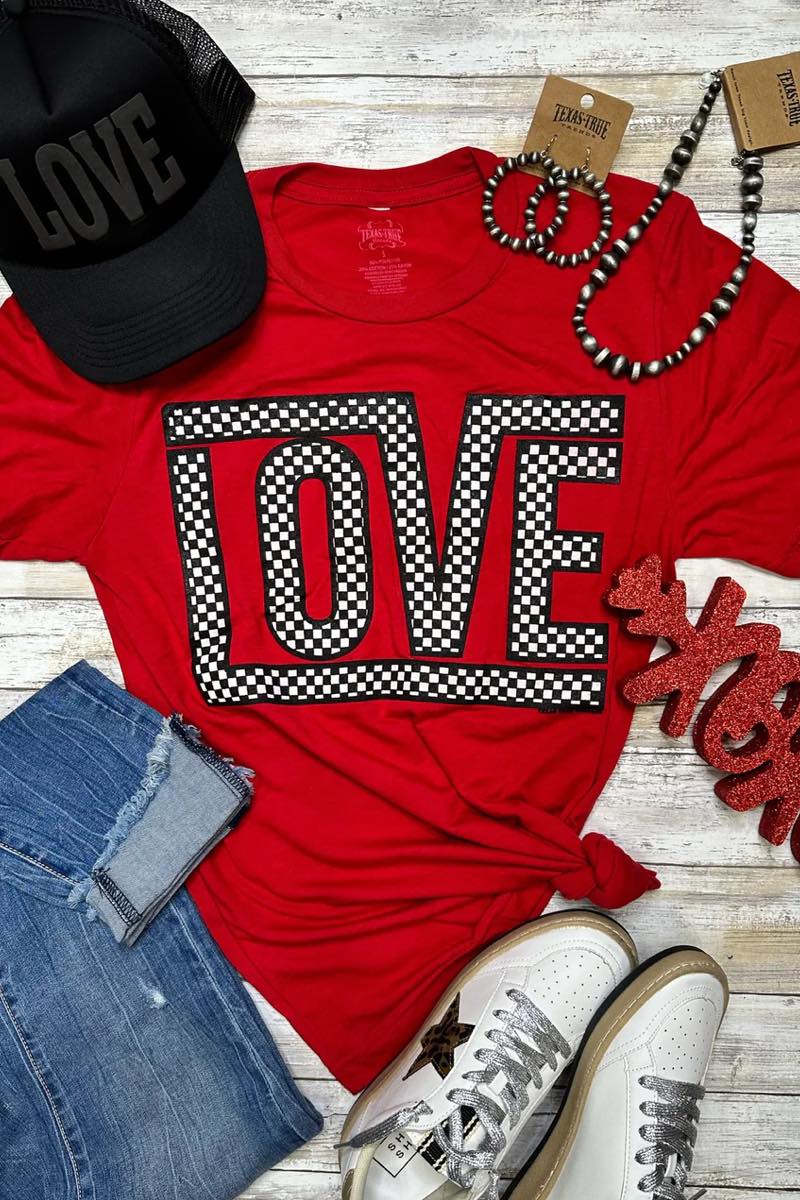 [Checkered Love] Red MAMA + MINI Tee Shirt