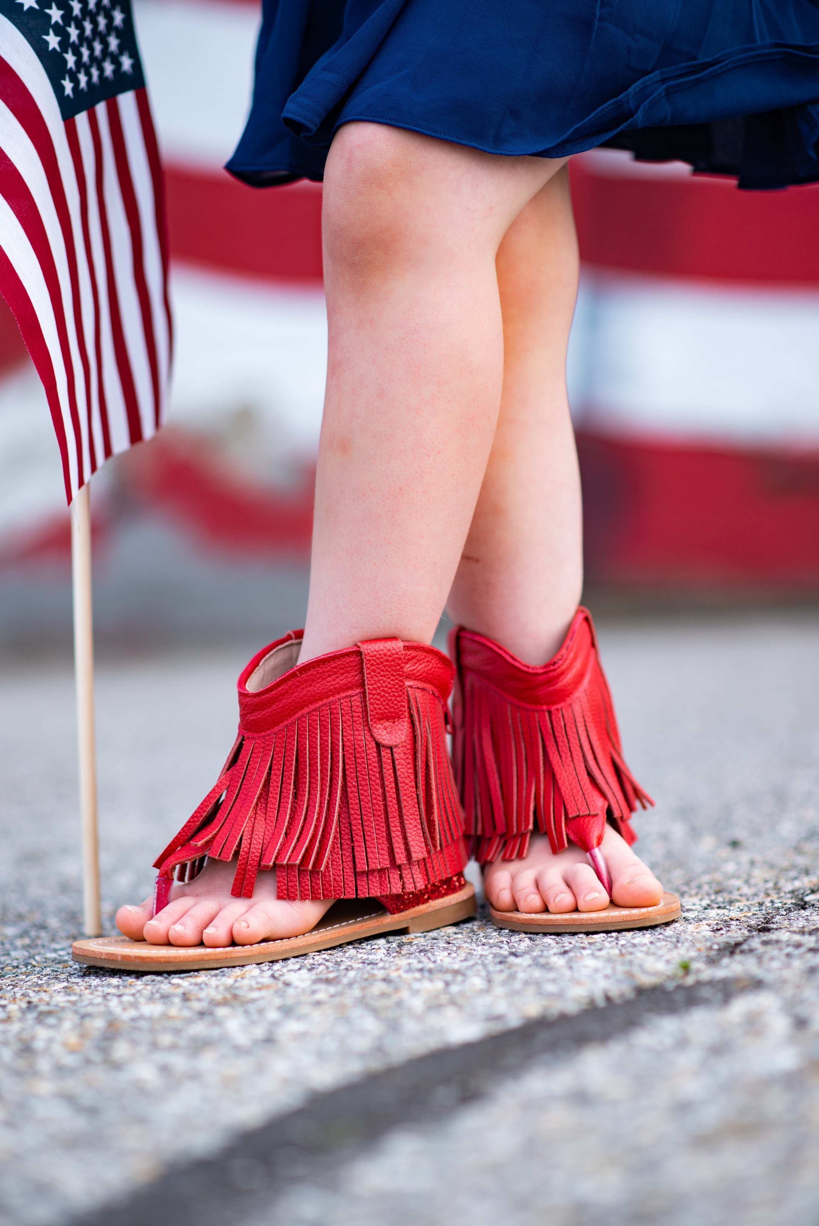 [Red] Fringe Sandals