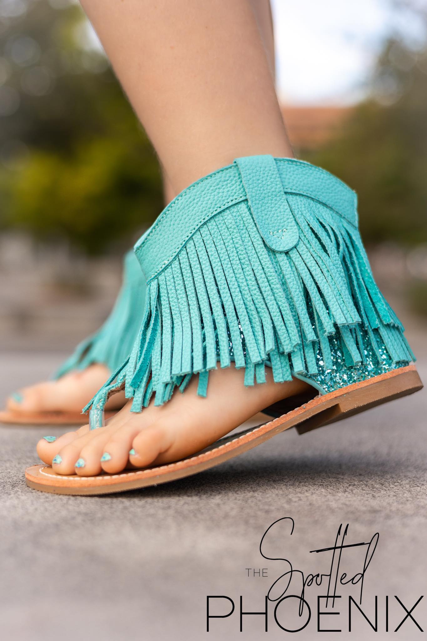 [Turquoise] Fringe Sandals