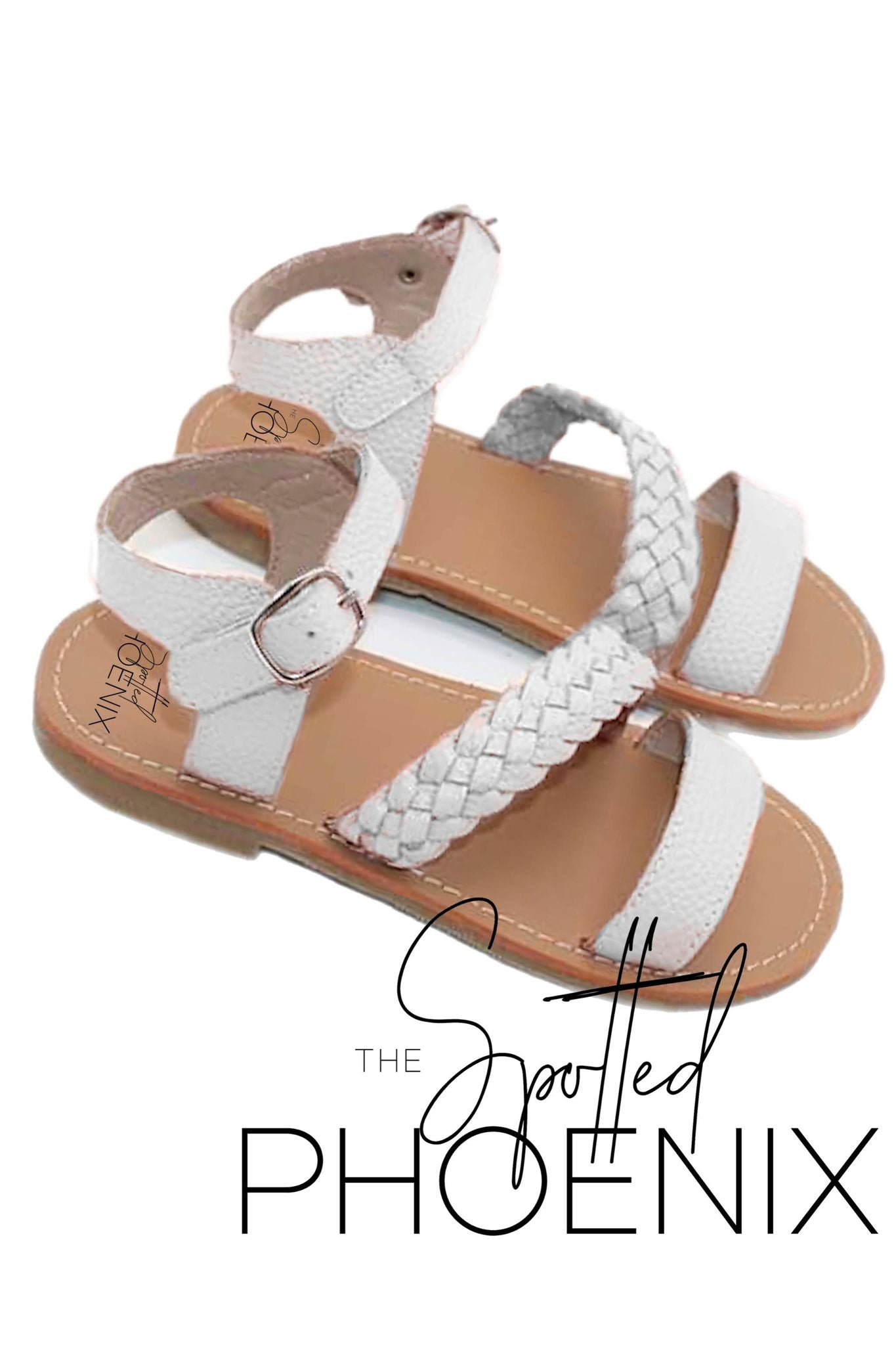 [White] Slanted Braid Sandals