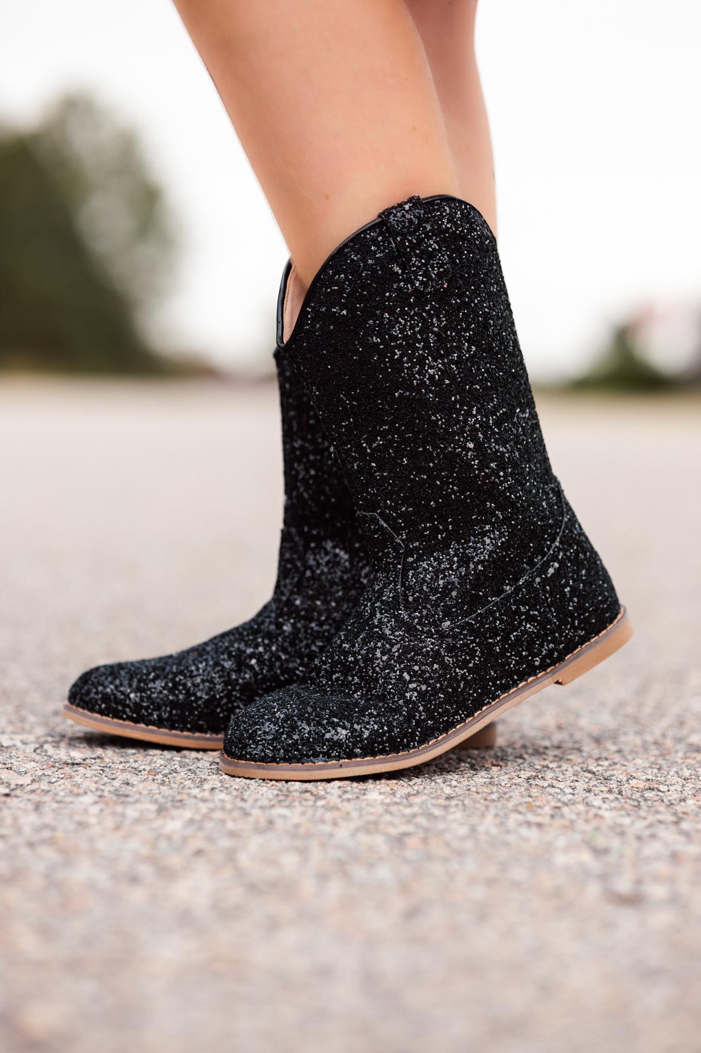 [Black Glitter] Cowboy Boots