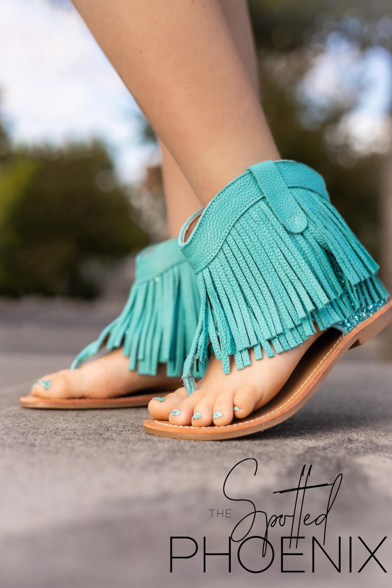 [Turquoise] Fringe Sandals