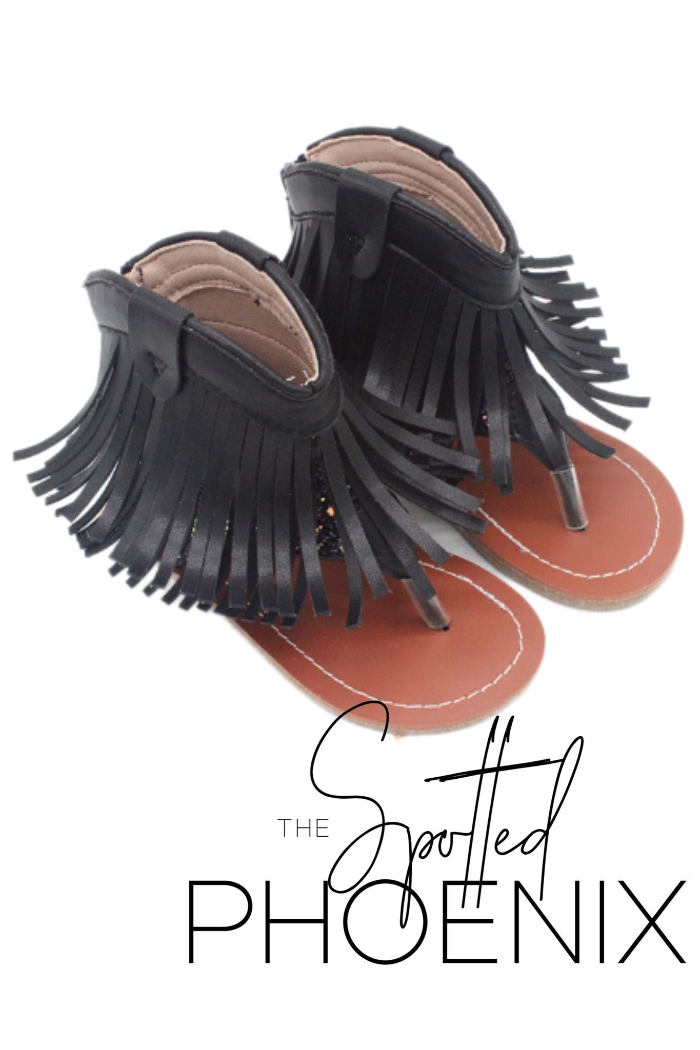 [Black] Fringe Sandals