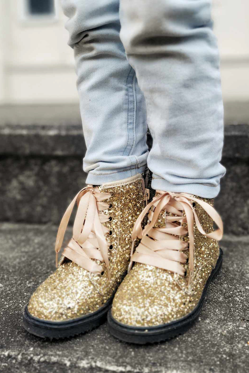 [Glitter Gold] Combat Boots