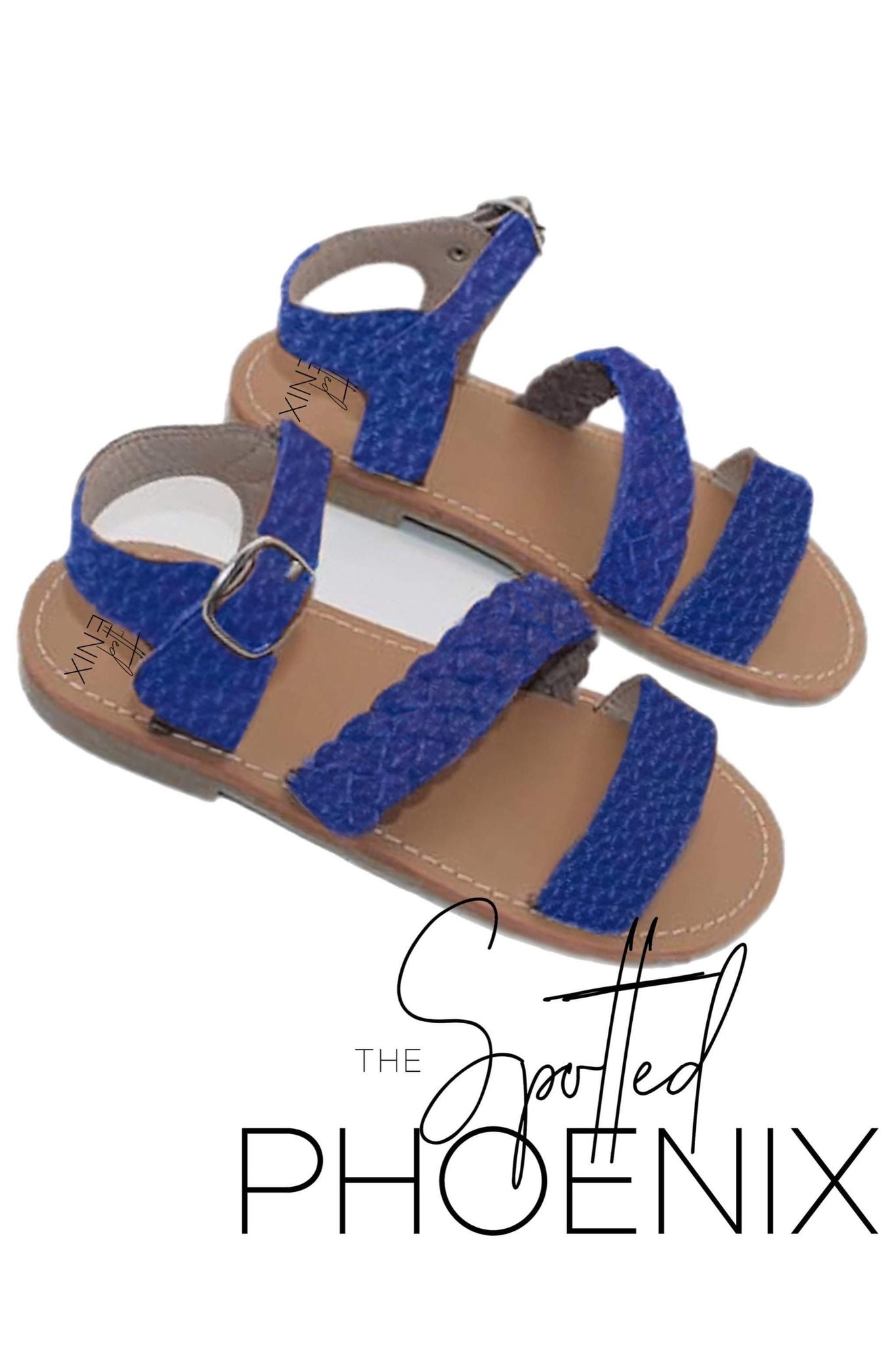 [Blue] Slanted Braid Sandals