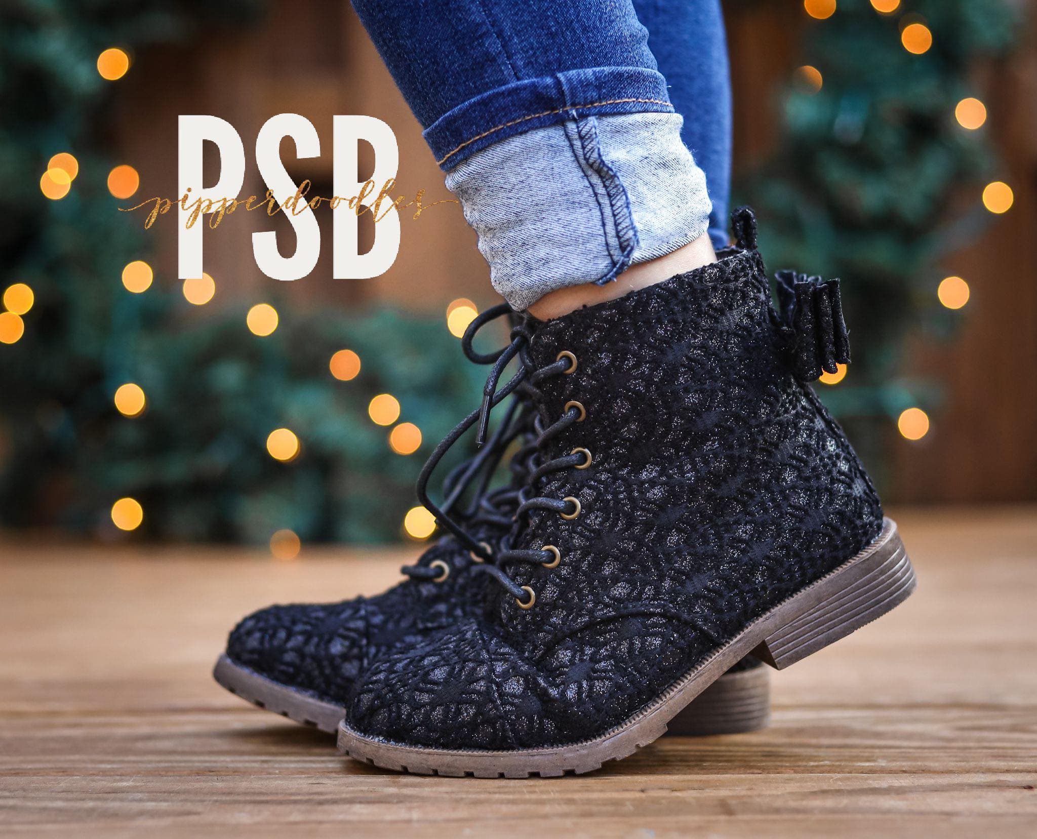 [Black Glitter Crochet] Boots