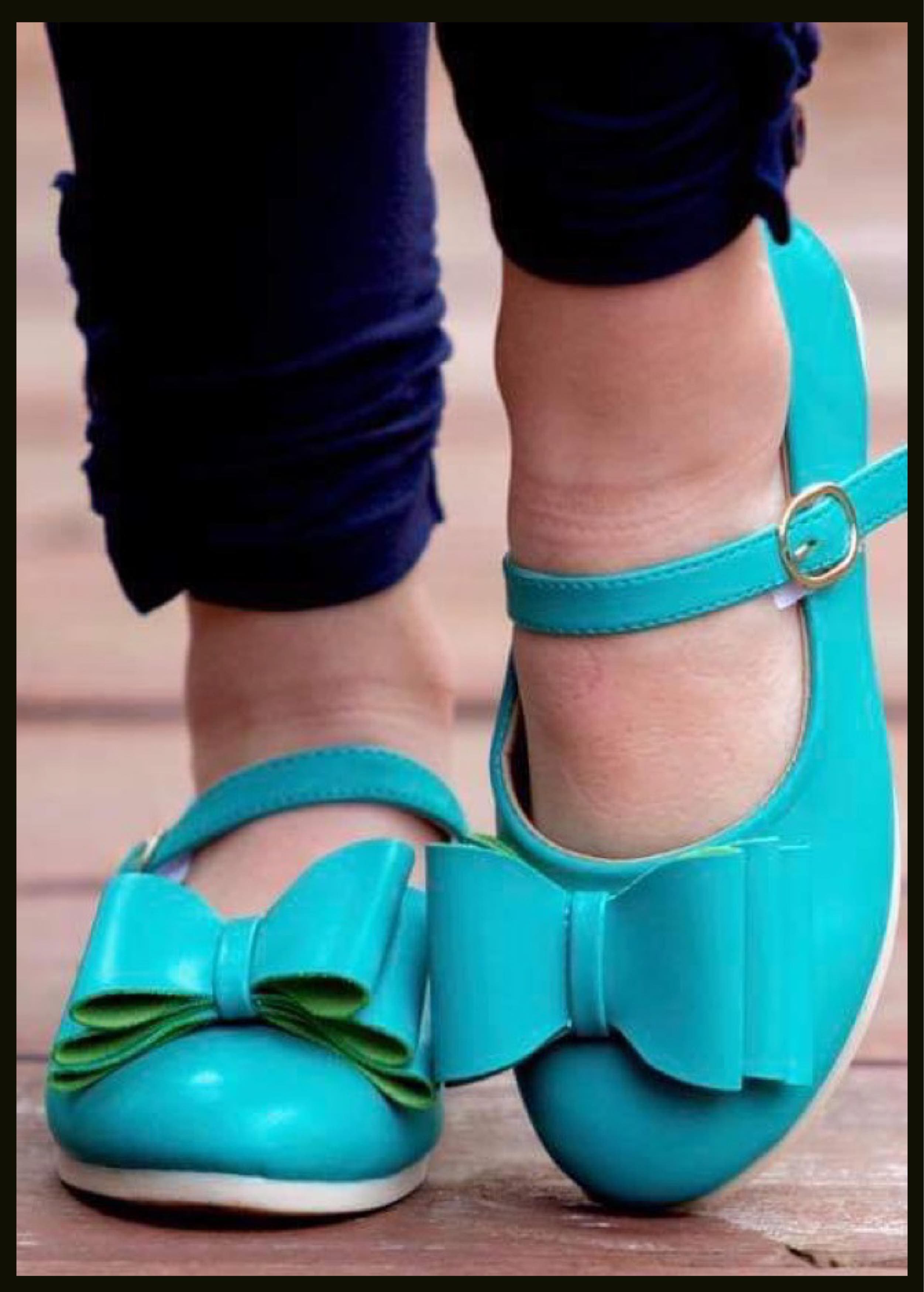[Turquoise] Bow Shoes