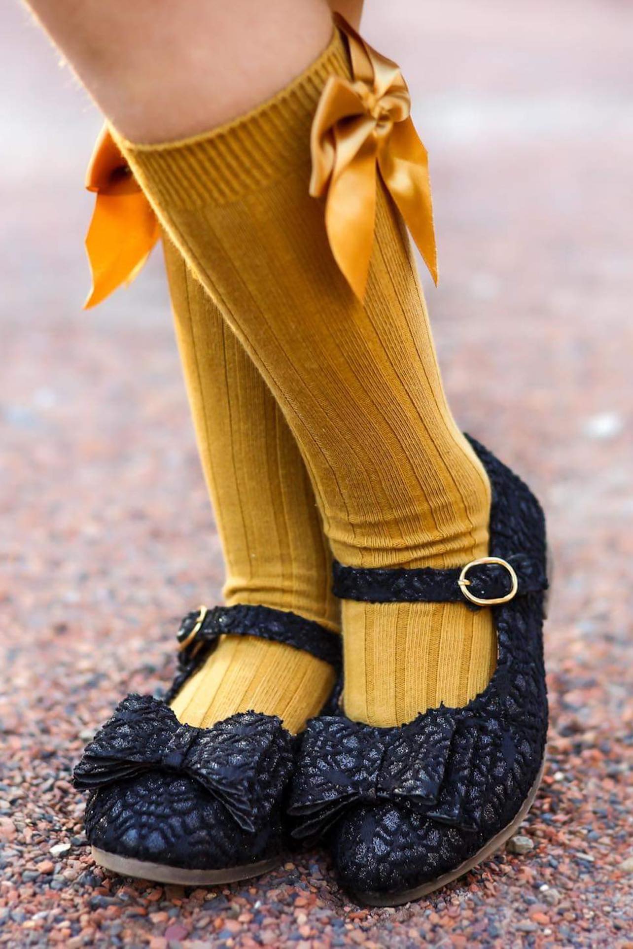 [Black Glitter Crochet] Bow Shoes