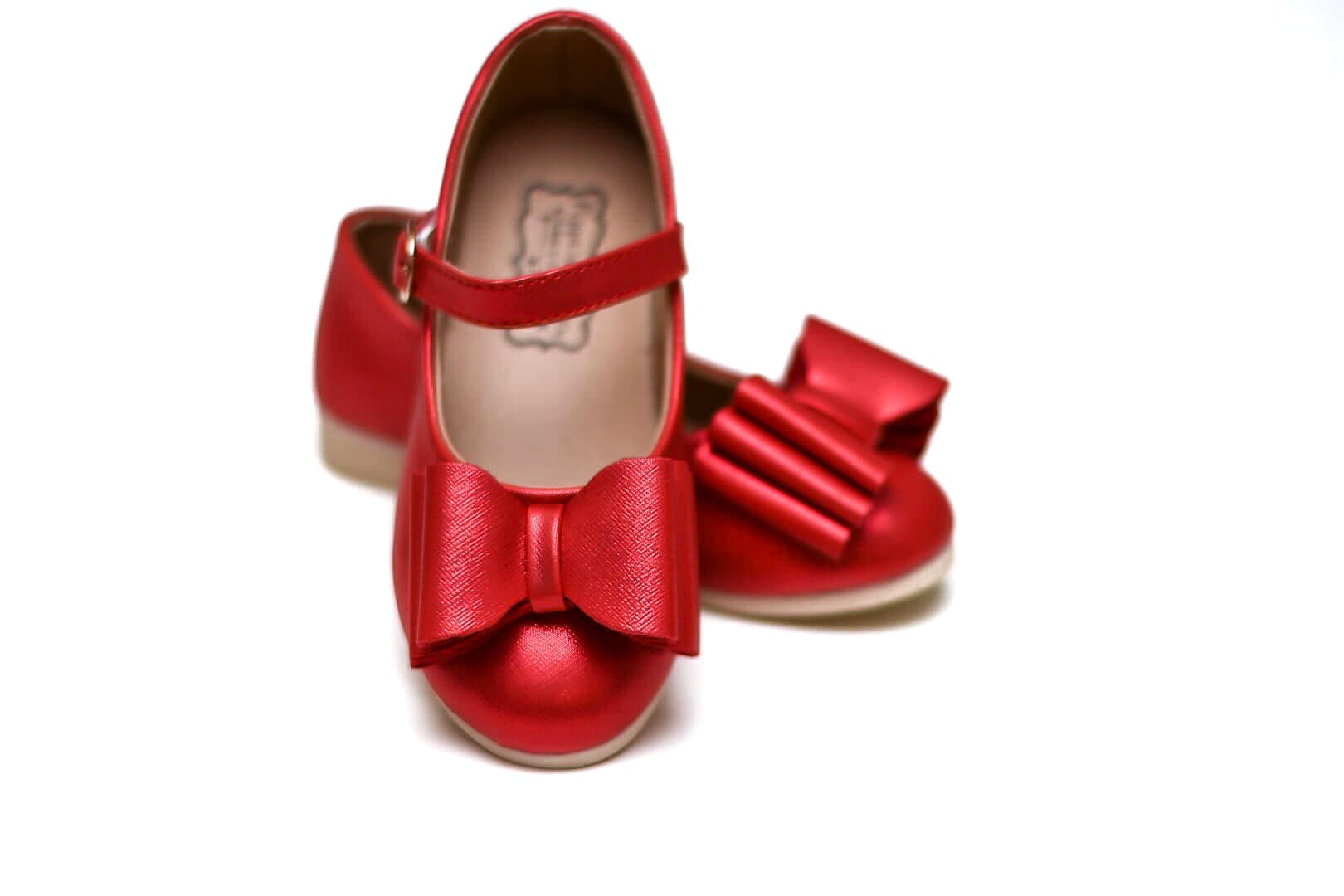 [Red Shimmer w/ Brown Sole] Bow Shoes