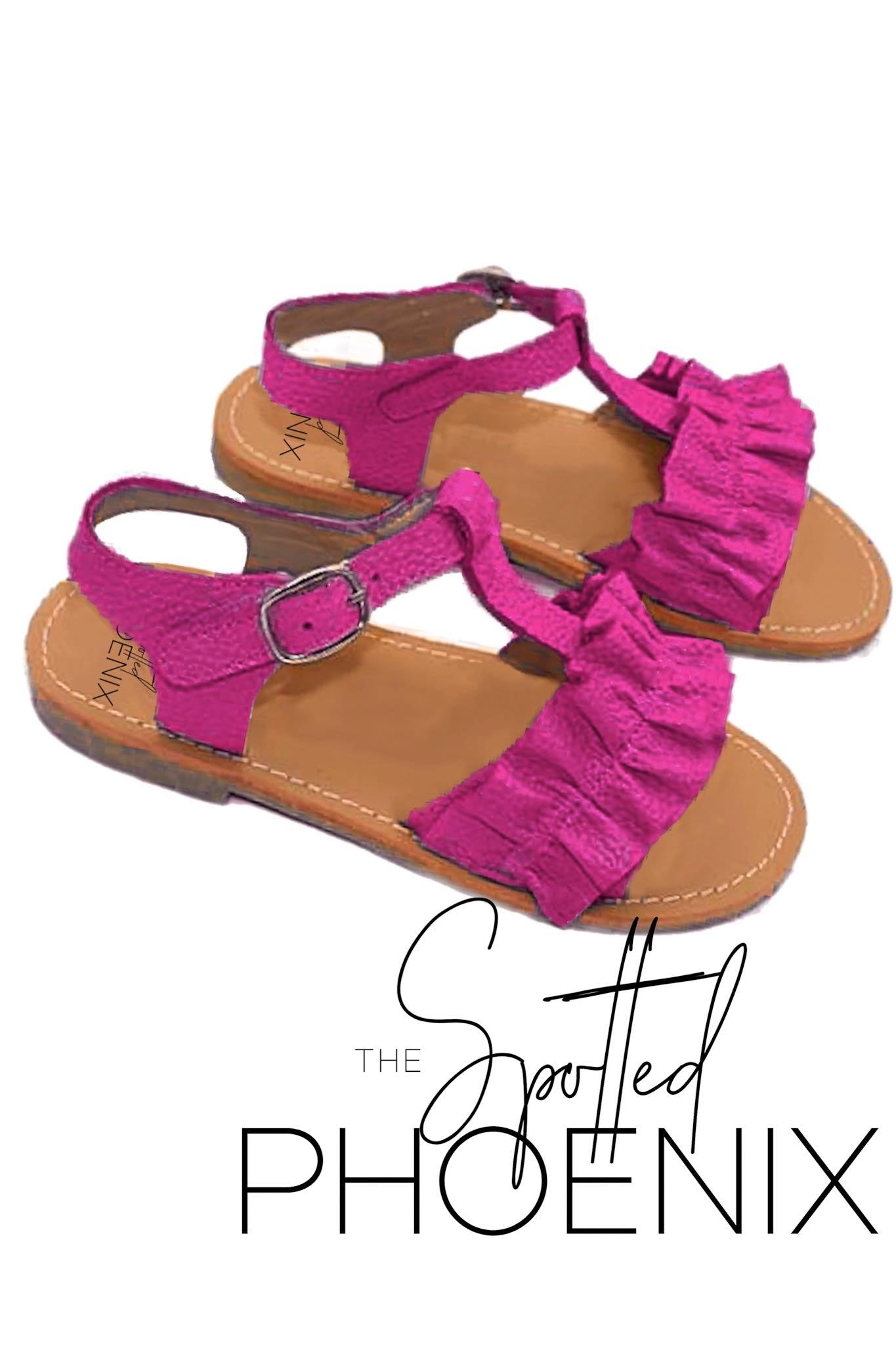 [Magenta] Ruffle Strap Sandals