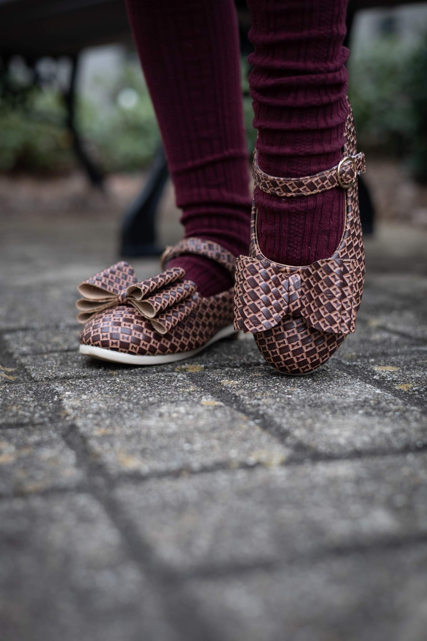 [Brown Basket Weave] Bow Shoes