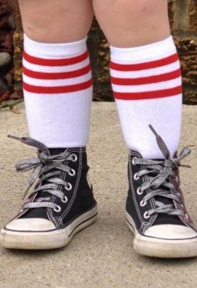 [White w/ Red Stripe] Baseball Socks