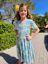 Load image into Gallery viewer, [Oh, The Places You&#39;ll Go] Teal Stripe Twirl Dress
