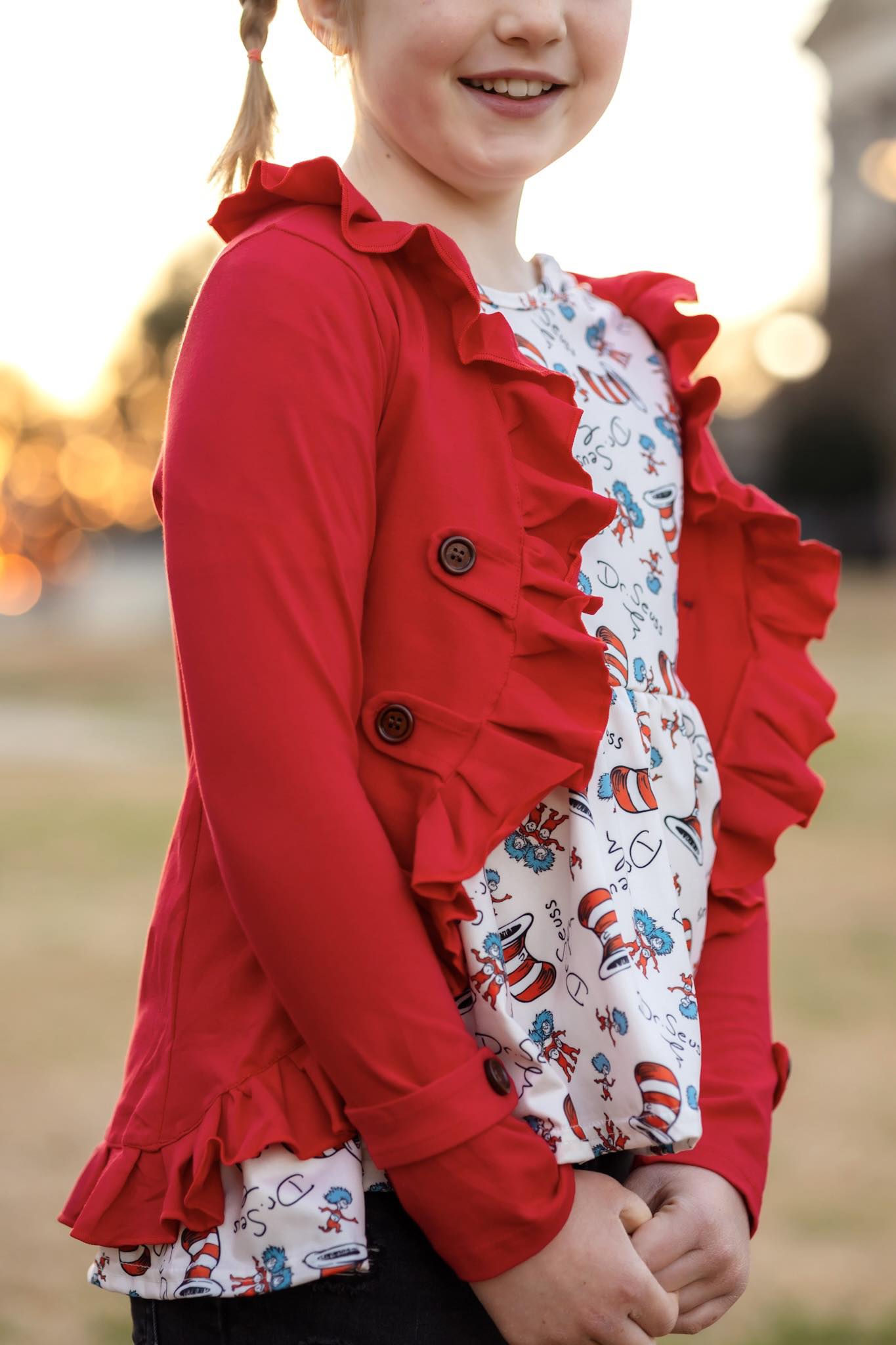 [Red] High Low Ruffle Cardi