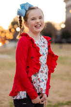 Load image into Gallery viewer, [Red] High Low Ruffle Cardi
