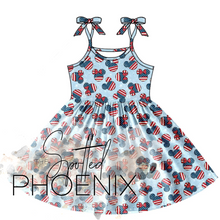 Load image into Gallery viewer, [Patriotic Mouse] Twirl Dress w/ Tie Straps

