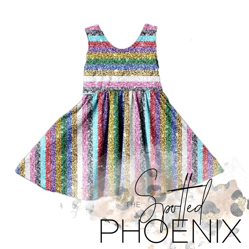 [Rainbow] Dress w/ Faux Glitter