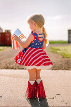 Load image into Gallery viewer, [Diamonds in the Sky] Faux Glitter LOVED Twirl Dress 12T

