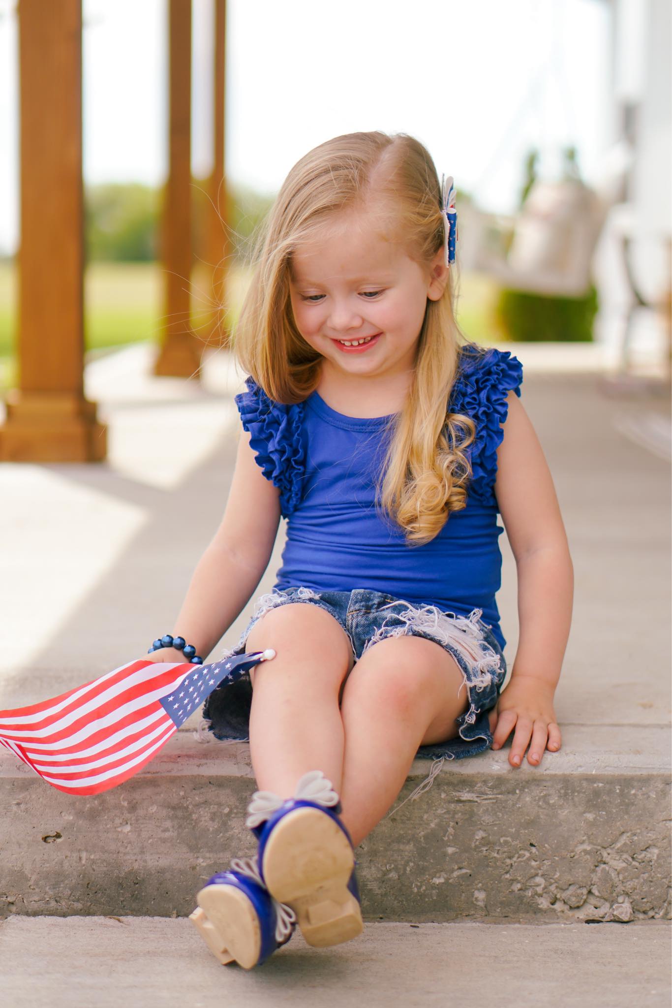 [Solid Blue] Ruffle Tank