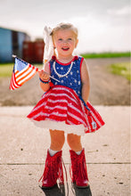 Load image into Gallery viewer, [Diamonds in the Sky] Faux Glitter LOVED Twirl Dress 12T
