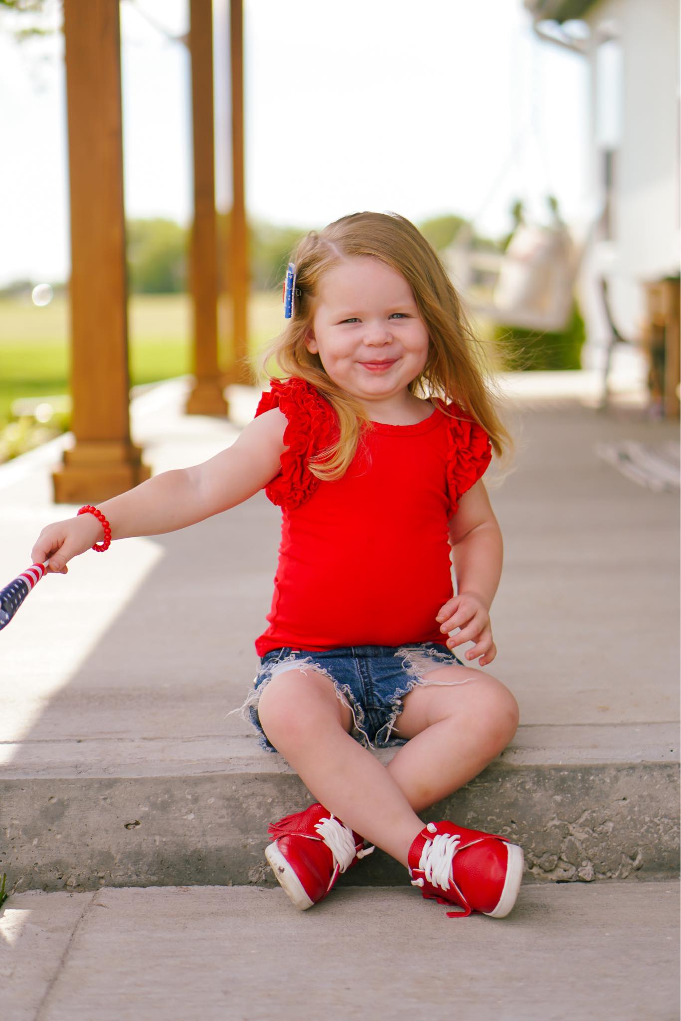 [Solid Red] Ruffle Tank