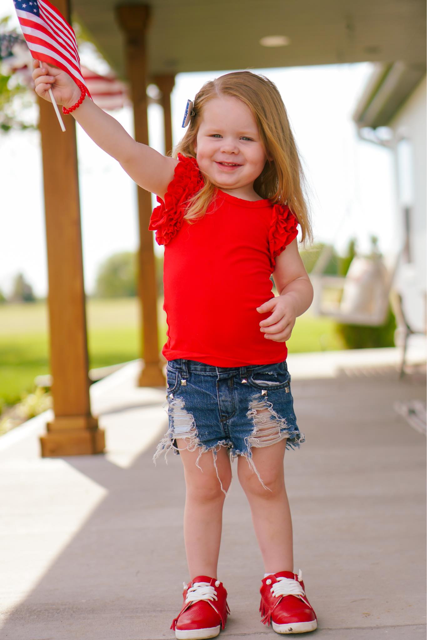 [Solid Red] Ruffle Tank