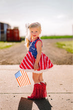 Load image into Gallery viewer, [Diamonds in the Sky] Faux Glitter LOVED Twirl Dress 12T
