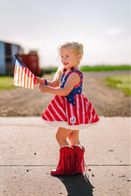 Load image into Gallery viewer, [Diamonds in the Sky] Faux Glitter LOVED Twirl Dress 12T
