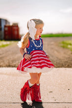 Load image into Gallery viewer, [Diamonds in the Sky] Faux Glitter LOVED Twirl Dress 12T
