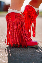 Load image into Gallery viewer, [Red Glitter] Fringe Cowboy Boots
