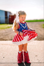 Load image into Gallery viewer, [Diamonds in the Sky] Faux Glitter LOVED Twirl Dress 12T
