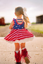 Load image into Gallery viewer, [Diamonds in the Sky] Faux Glitter LOVED Twirl Dress 12T
