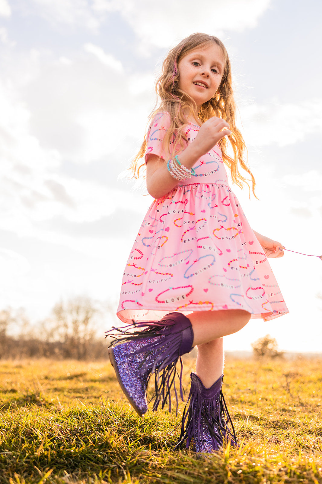 [Purple Glitter] Fringe Cowboy Boots