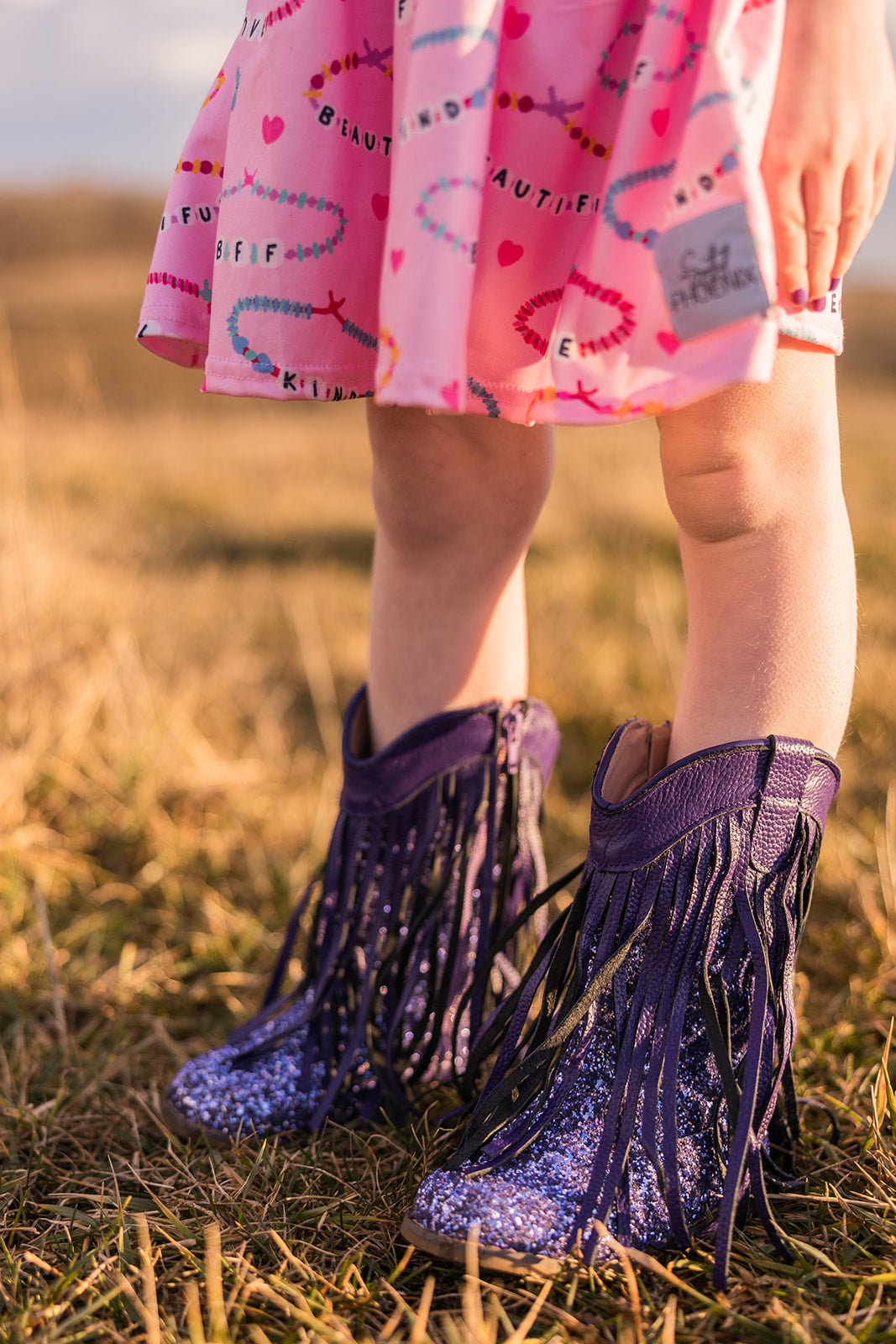 [Purple Glitter] Fringe Cowboy Boots