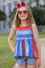 Load image into Gallery viewer, [Striped Sparkles] Peplum w/ Tie Straps + Faux Glitter
