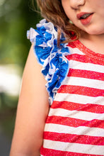Load image into Gallery viewer, [Red Stripes w/ Blue Stars] Ruffle Tank
