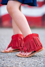 Load image into Gallery viewer, [Red] Fringe Sandals Youth 5
