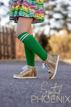Load image into Gallery viewer, [Gold Glitter] Fringe High Top Tennies
