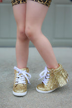 Load image into Gallery viewer, [Gold Glitter] Fringe High Top Tennies
