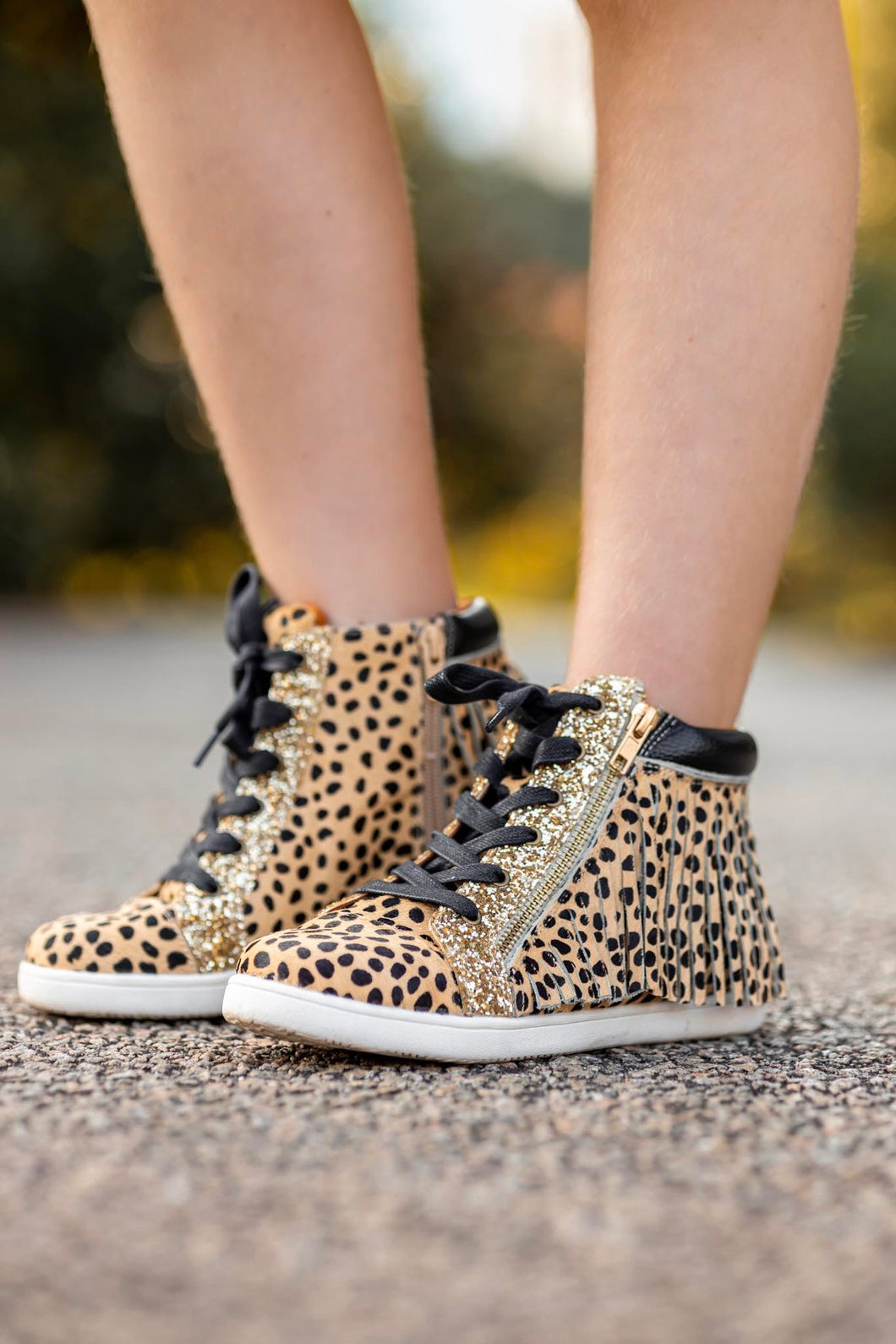 [Cheetah + Glitter] Fringe Tennies