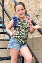 Load image into Gallery viewer, [Camo w/ Stars + Stripes] Ruffle Tank
