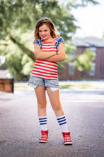 Load image into Gallery viewer, [Red Stripes w/ Blue Stars] Ruffle Tank
