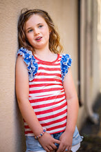 Load image into Gallery viewer, [Red Stripes w/ Blue Stars] Ruffle Tank

