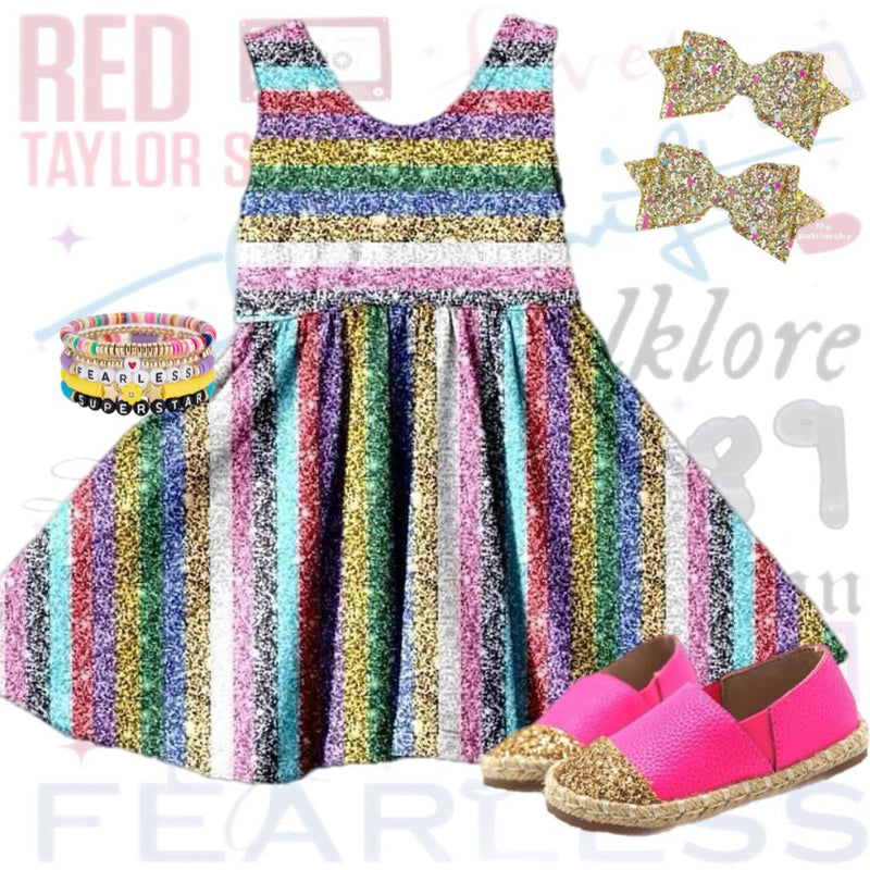 [Rainbow] Dress w/ Faux Glitter