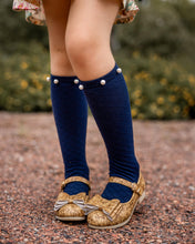 Load image into Gallery viewer, [Navy w/ Pearls] Tall Socks
