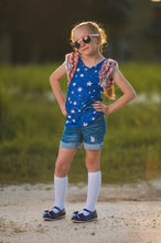 Load image into Gallery viewer, [Blue Stars w/ Red Stripes] Ruffle Tank
