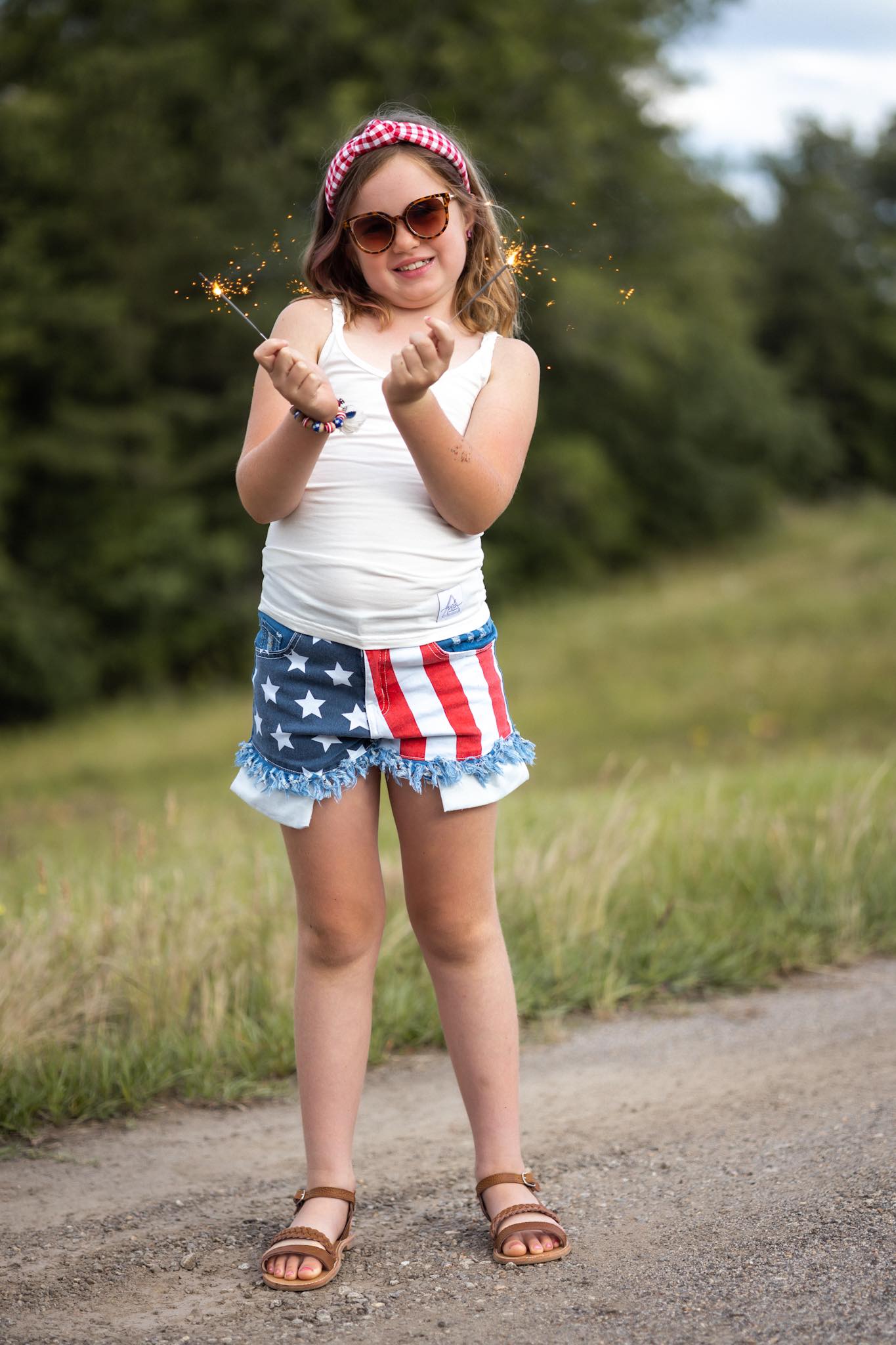 [Stars + Stripes] Frayed Denim Shorts